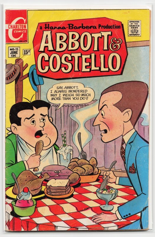 Abbott & Costello #15 (Charlton Comics, 1970), raw, ungraded comic book — front cover