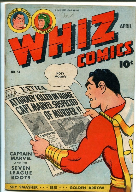 Whiz #64 (Fawcett Publications, 1945), raw, ungraded comic book — front cover