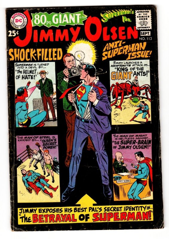 Superman's Pal Jimmy Olsen #113 (DC Comics, 1968), raw comic book in VG condition — front cover