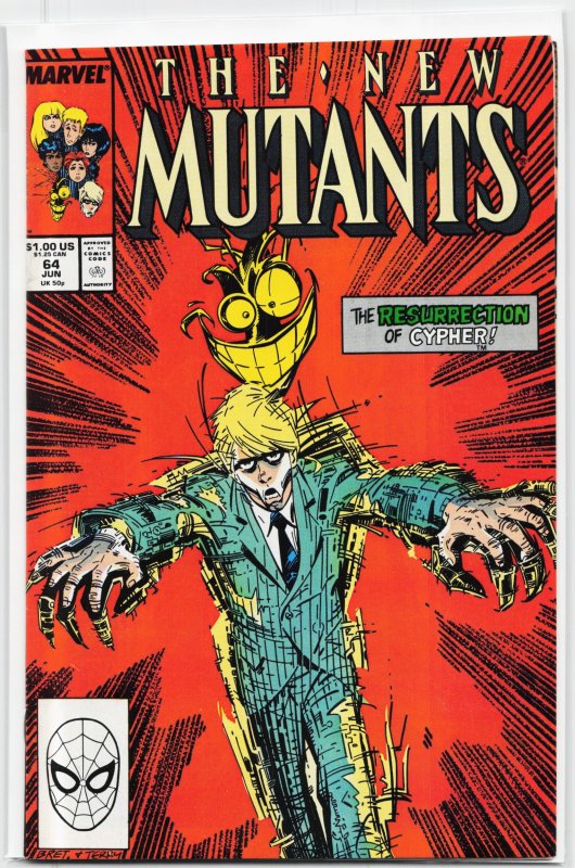The New Mutants #64 (Marvel Comics, 1988), raw, ungraded comic book — front cover