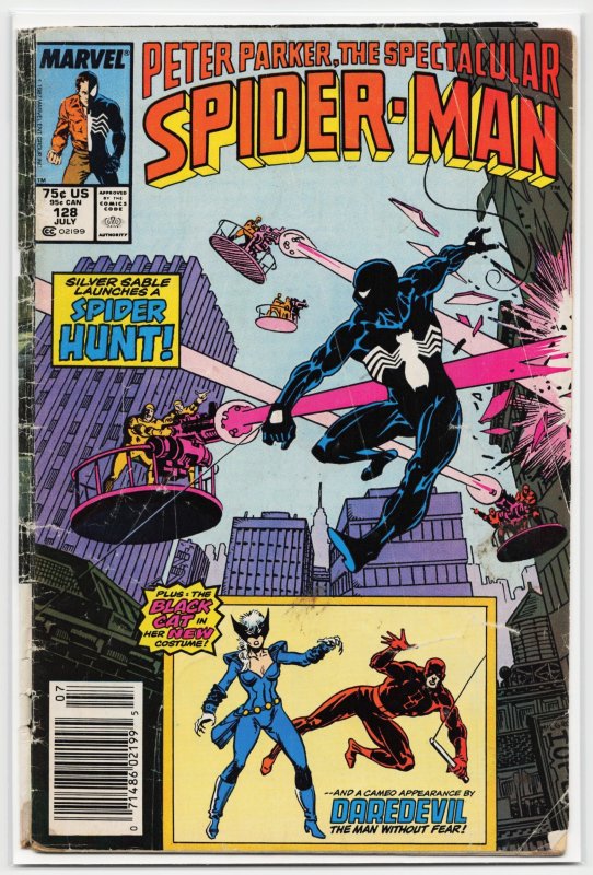 The Spectacular Spider-Man #128 (Marvel Comics, 1987), raw, ungraded comic book — front cover