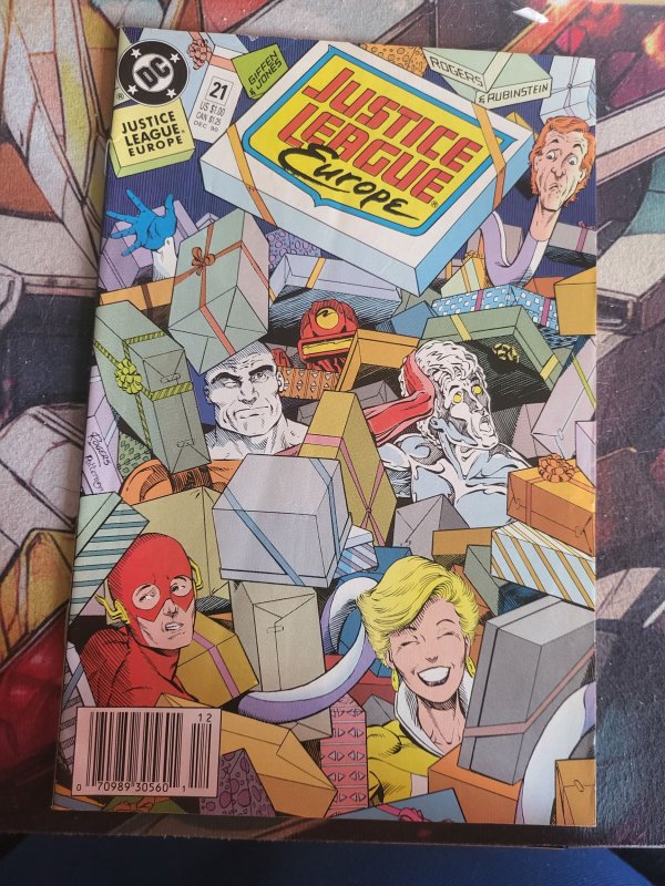 Justice League Europe #21 (1990), raw, ungraded comic book — front cover