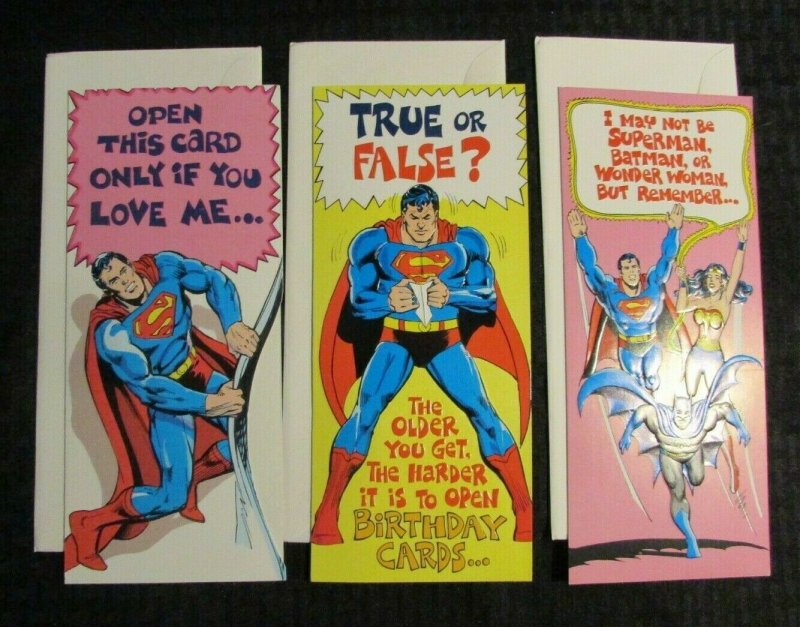 1978 Superman Mark 1 Greeting Card #41 42 44 Mixed LOT of 3 w/ Envelopes Batman (1978), raw, ungraded comic book — front cover