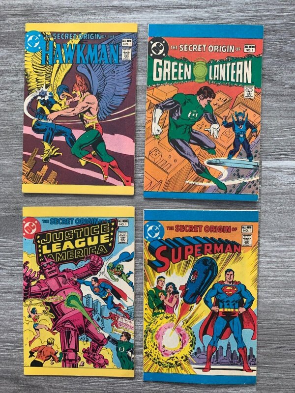1980 Secret Origin of Superman Hawkman JLA Green Lantern #1 (1980), raw comic book in 7.0 condition — front cover