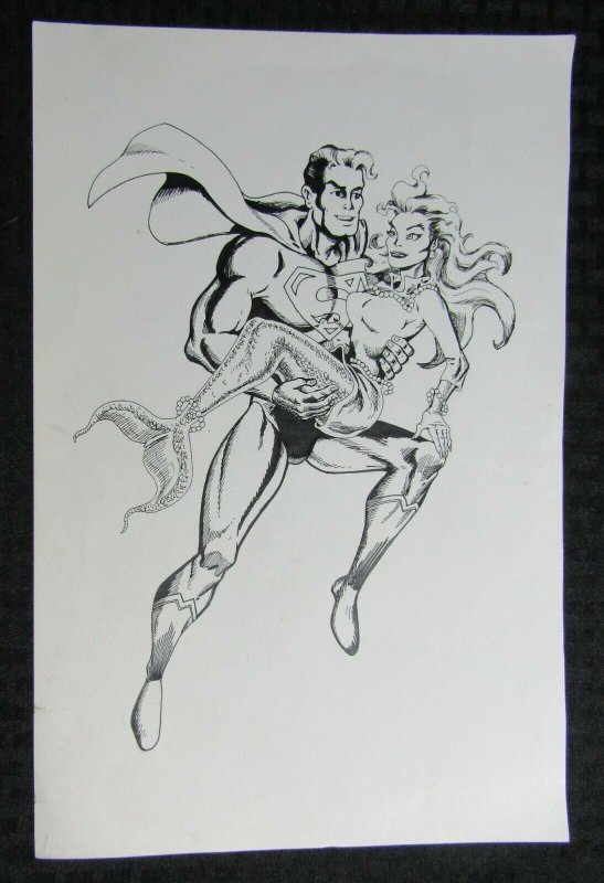 Superman with Mermaid Lori Lemaris by Unknown 9x14" FVF 7.0, raw comic book in 7.0 condition — front cover