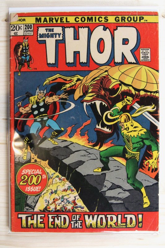 Thor #200 (Marvel Comics, 1972), raw comic book in VG+ 4.5 condition — front cover