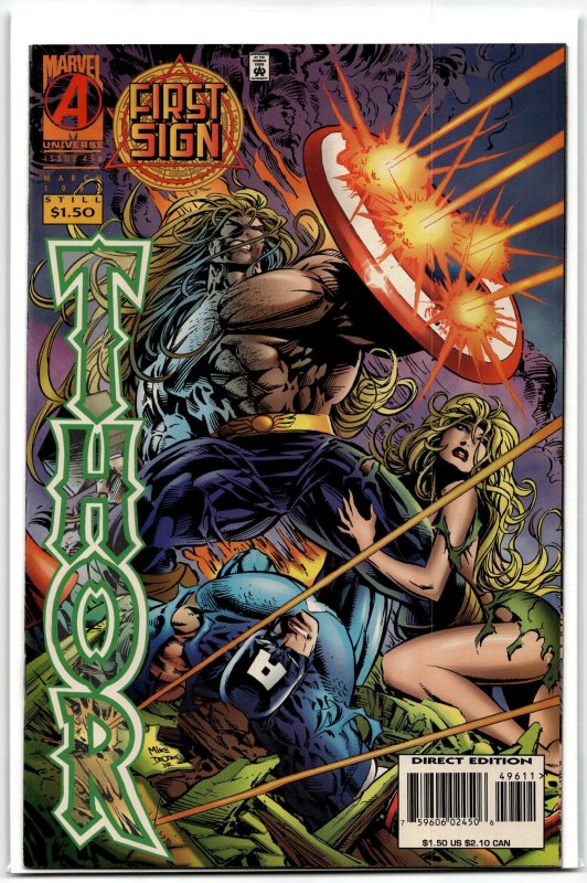 Thor #496 (Marvel Comics, 1996), raw, ungraded comic book — front cover