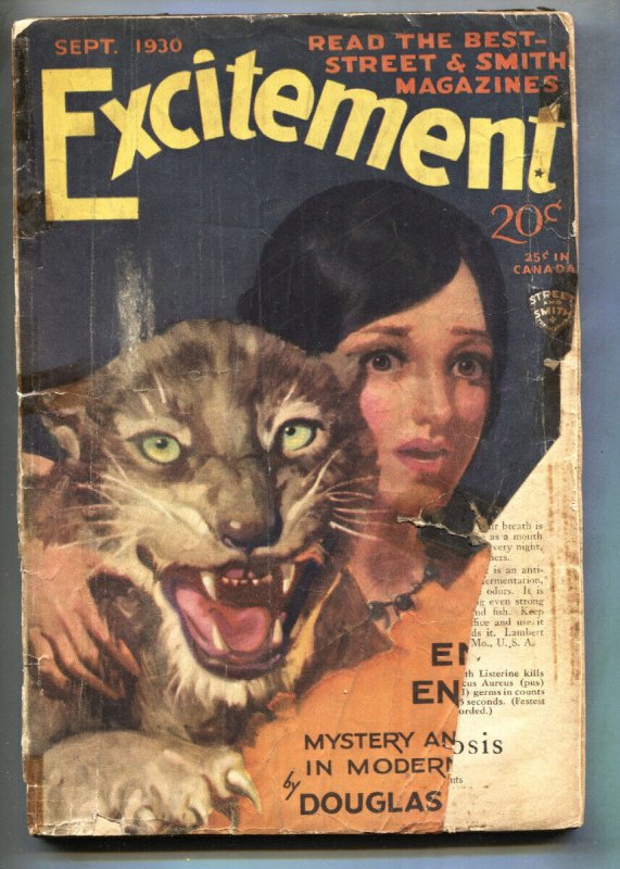 Excitement September 1930-Street and Smith Pulp Magazine-SCARCE (1930), raw, ungraded comic book — front cover