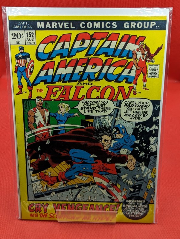 Captain America #152 (Marvel Comics, 1972), raw, ungraded comic book — front cover
