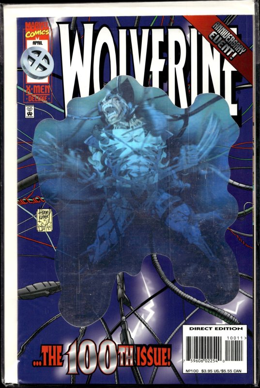Wolverine #100 (Marvel Comics, 1996), raw, ungraded comic book — front cover