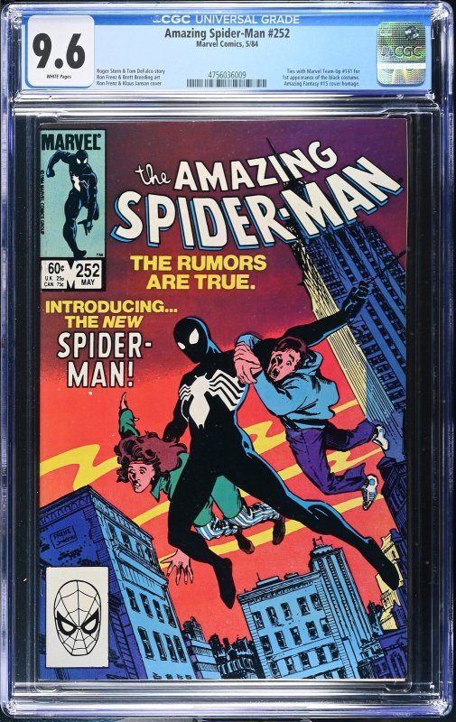 Amazing Spider-Man #252 (Marvel Comics, 1984), CGC 9.6 graded comic book, Universal Blue label — front cover in its holder