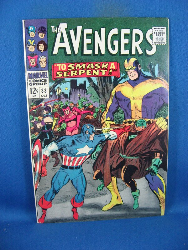Avengers #33 (Marvel Comics, 1966), raw comic book in VF condition — front cover
