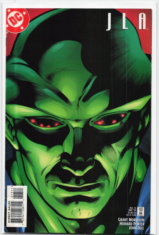 JLA #13 (DC Comics, 1997), raw, ungraded comic book — front cover