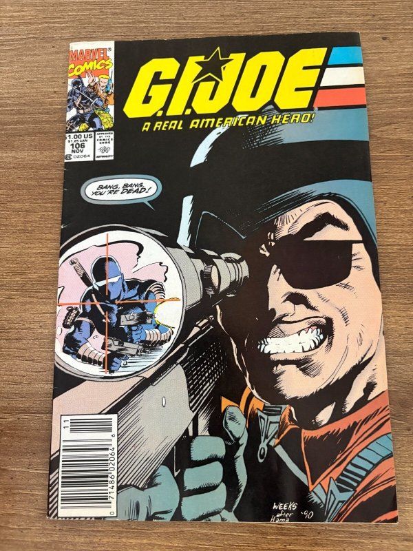 G.I. Joe #106 (Marvel Comics), raw comic book in VF- condition — front cover