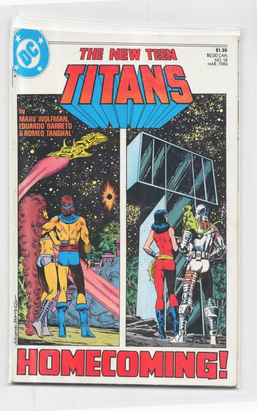 The New Teen Titans #18 (DC Comics, 1986), raw, ungraded comic book — front cover