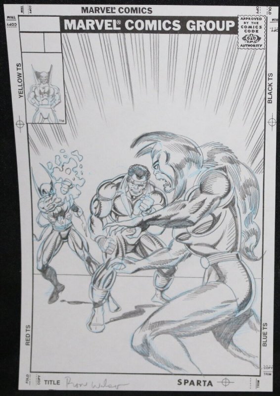 Power Man and Iron Fist Cover-esque Commission - Signed Pencil Art by Ron Wilson, raw, ungraded comic book — front cover
