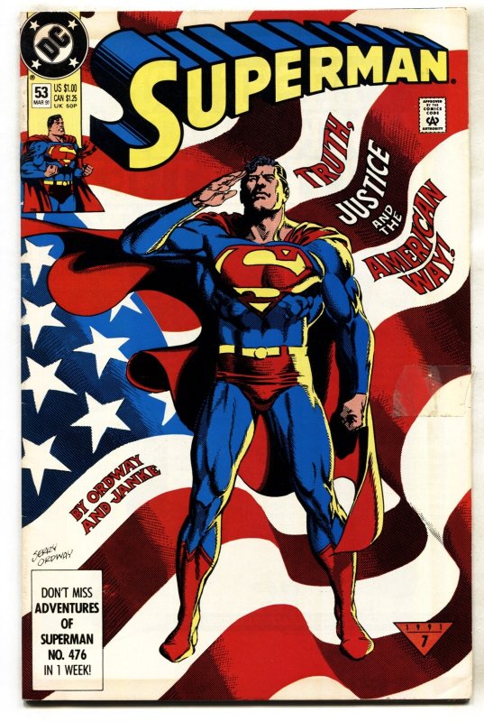 Superman #53 (DC Comics, 1991), raw, ungraded comic book — front cover