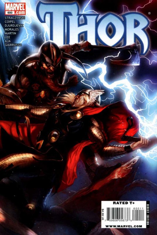 Thor #600 (Marvel Comics, 2007), raw comic book in VF/NM condition — front cover