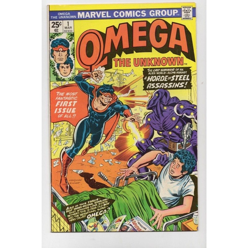 Omega the Unknown #1 (Marvel Comics, 1976), raw comic book in FN/VF 7.0 condition — front cover