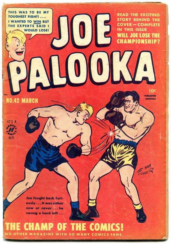 Joe Palooka #42 (Harvey Comics, 1950), raw comic book in VG condition — front cover
