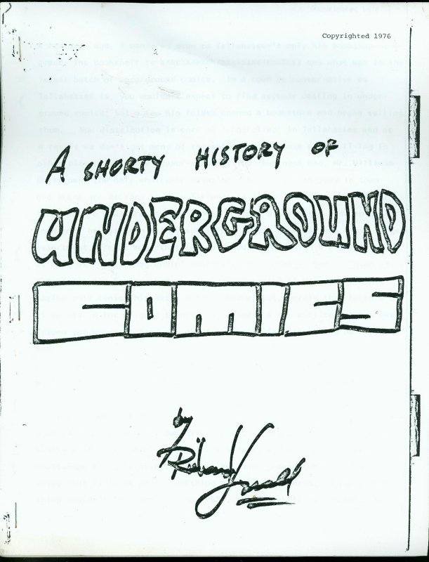 A Short History of Underground Comics by Richard Small Reproduction, raw, ungraded comic book — front cover