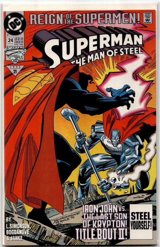 Superman: The Man of Steel #24 (DC Comics, 1993), raw, ungraded comic book — front cover