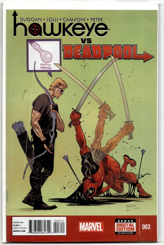 Hawkeye vs. Deadpool #3 (Marvel Comics, 2015), raw, ungraded comic book — front cover