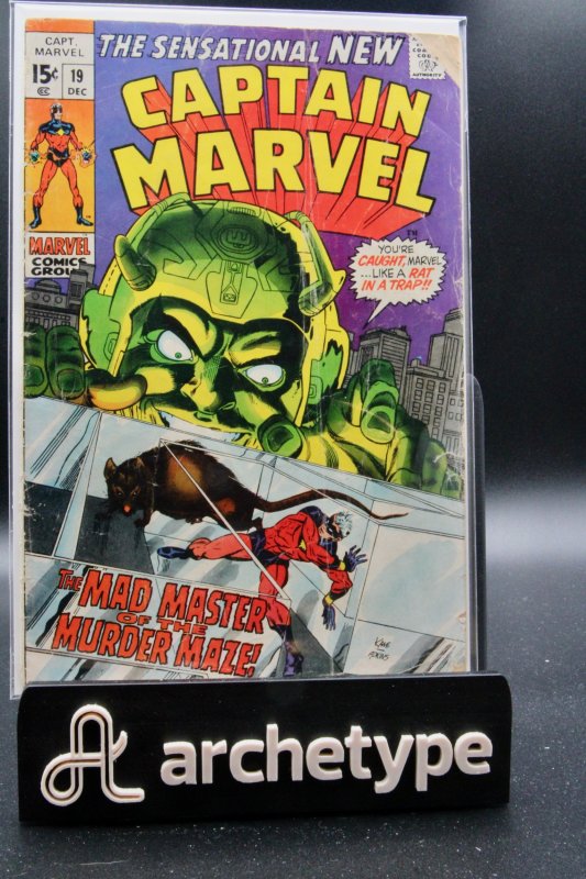 Captain Marvel #19 (Marvel Comics, 1969), raw, ungraded comic book — front cover