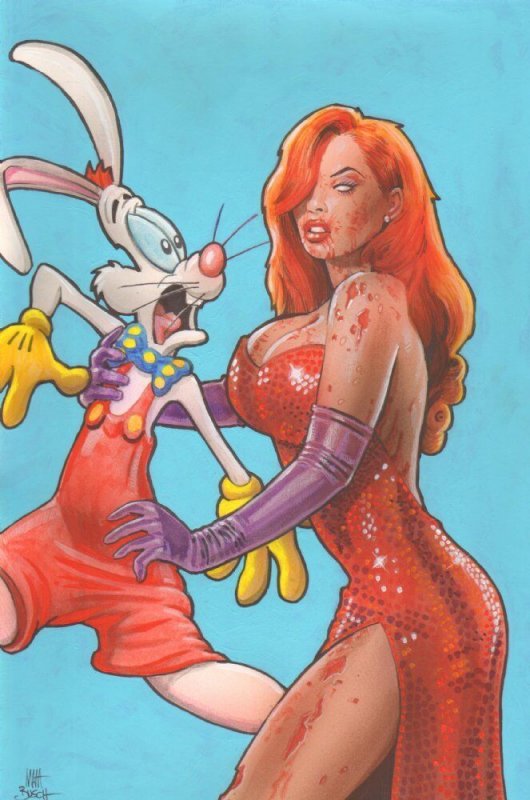 Who Married Roger Rabid - Zombie Original Art Painting - Signed by Matt Busch, raw, ungraded comic book — front cover