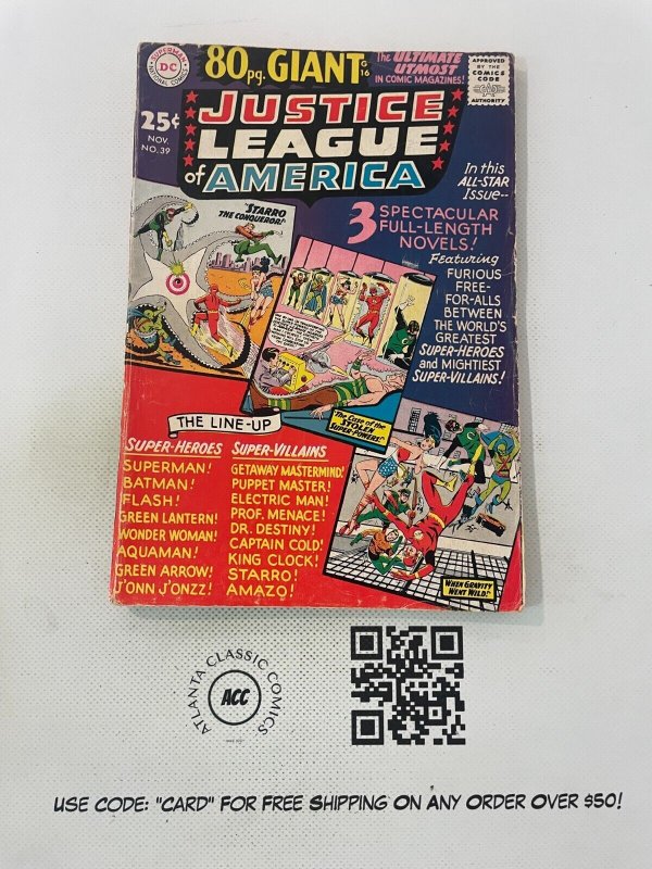 Justice League of America #39 (DC Comics), raw comic book in FN condition — front cover