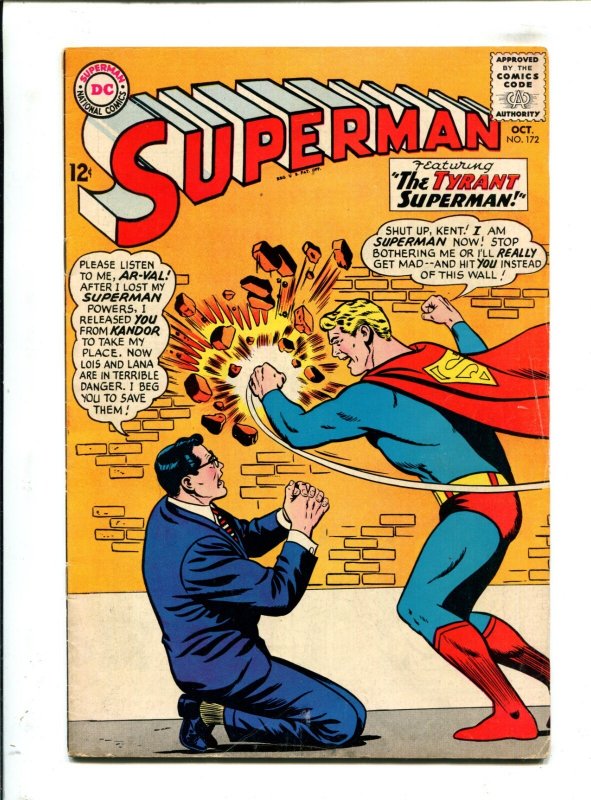Superman #172 (DC Comics, 1964), raw comic book in 6.5 condition — front cover