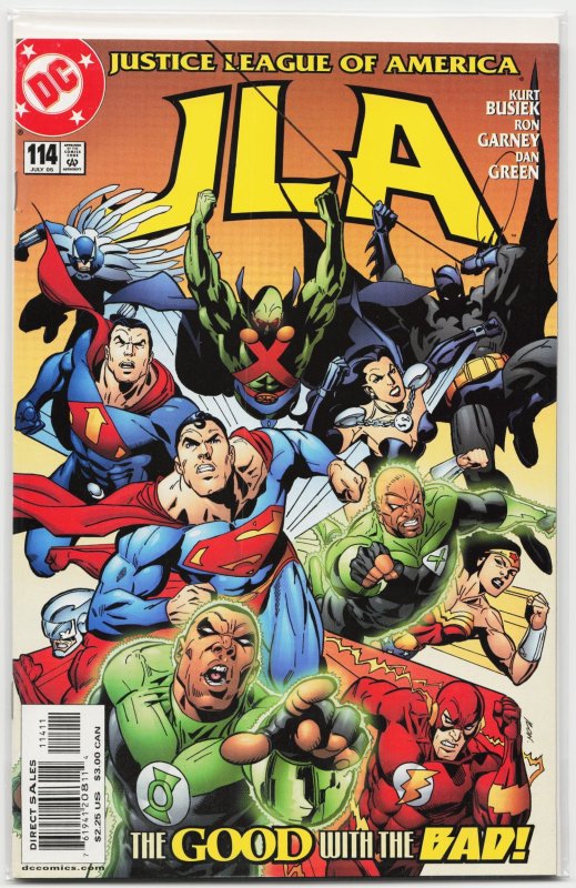JLA #114 (DC Comics, 2005), raw, ungraded comic book — front cover