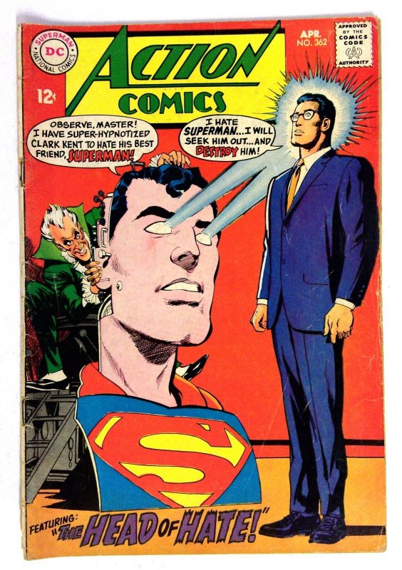 Action Comics #362 (DC Comics, 1968), raw comic book in VG condition — front cover