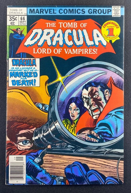 Tomb of Dracula #66 (Marvel Comics, 1972), raw comic book in FN/VF 7.0 condition — front cover