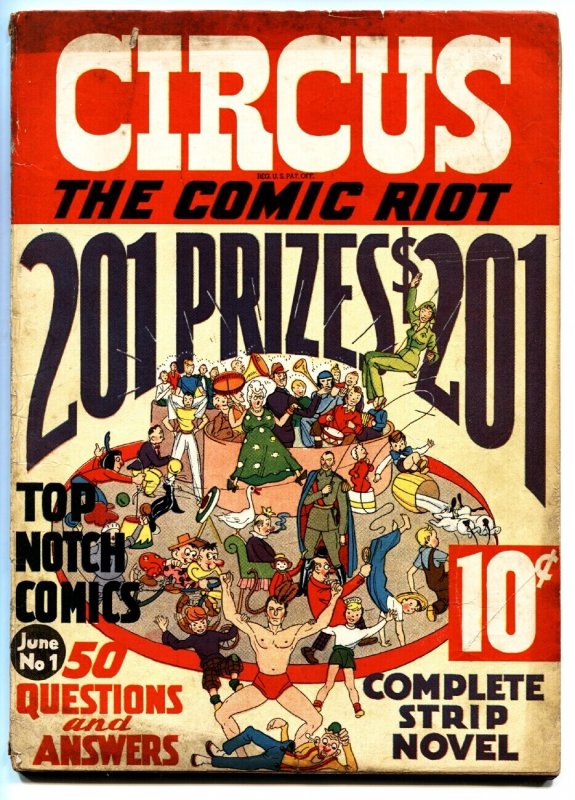 Circus the Comic Riot #1-1938-Extremely Rare-Basil Wolverton-Bob Kane, raw, ungraded comic book — front cover