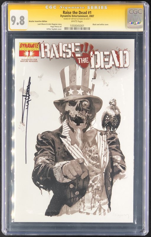Raise the Dead #1, CGC 9.8 graded comic book, Signature Series label — front cover in its holder