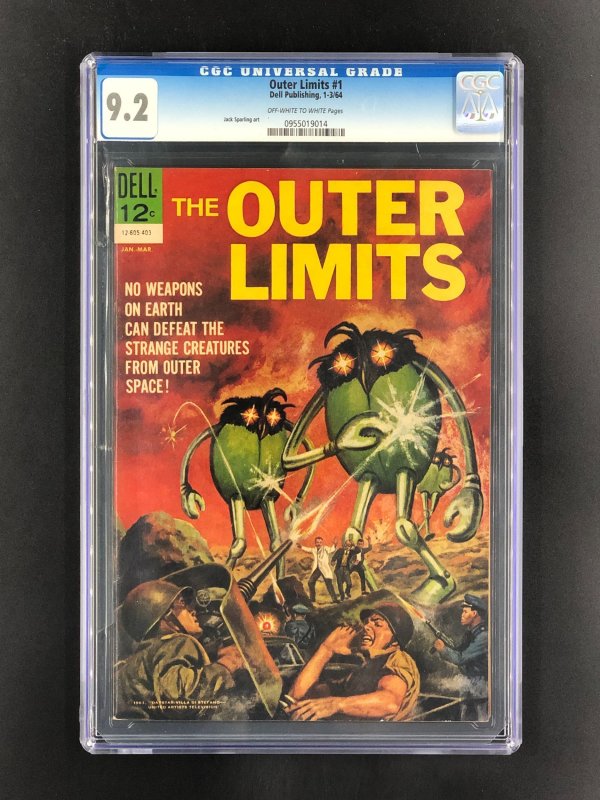 The Outer Limits #1 (1964), CGC 9.2 graded comic book, Universal Blue label — front cover in its holder