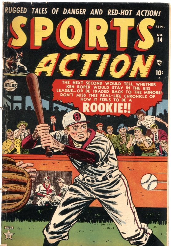 Sports Action #14 (Atlas Comics, 1952), raw comic book in VG condition — front cover