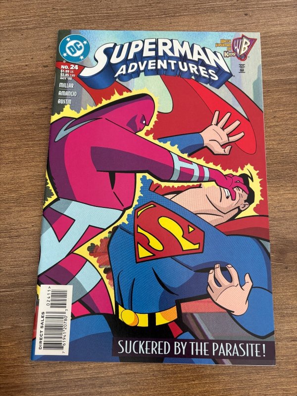Superman Adventures #24 (DC Comics), raw comic book in NM condition — front cover