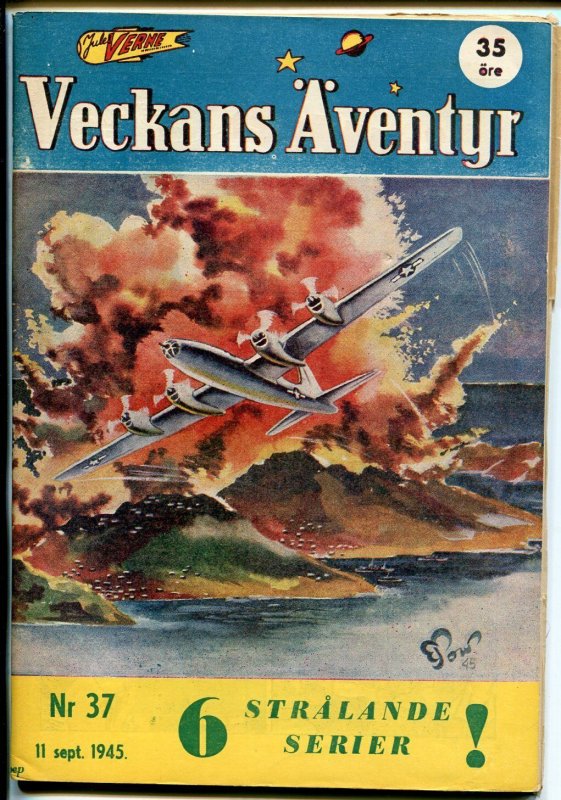 Jules Verne Veckans Aventyr Vol.6 #37 (1945), raw comic book in VF condition — front cover