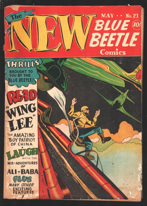 Blue Beetle #21 (1943), raw, ungraded comic book — front cover