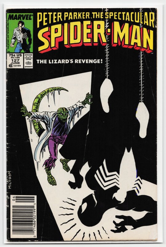 The Spectacular Spider-Man #127 (Marvel Comics, 1987), raw, ungraded comic book — front cover