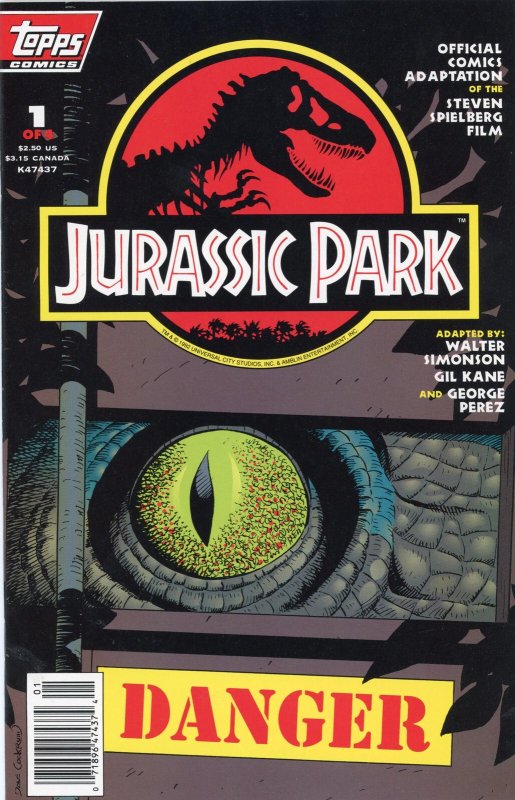 Jurassic Park #1 (Topps Comics, 1993), raw, ungraded comic book — front cover