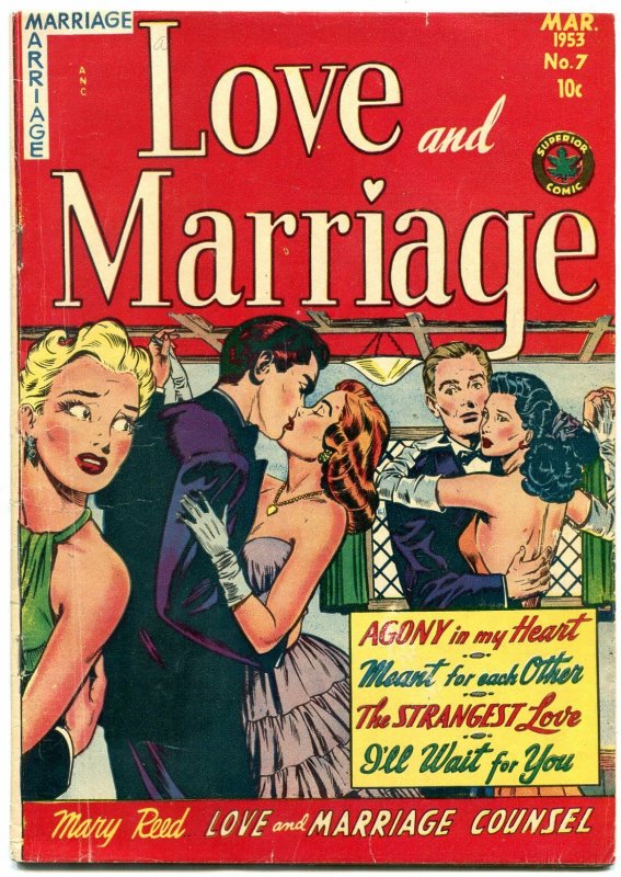 Love and Marriage #7 (1953), raw comic book in VG condition — front cover