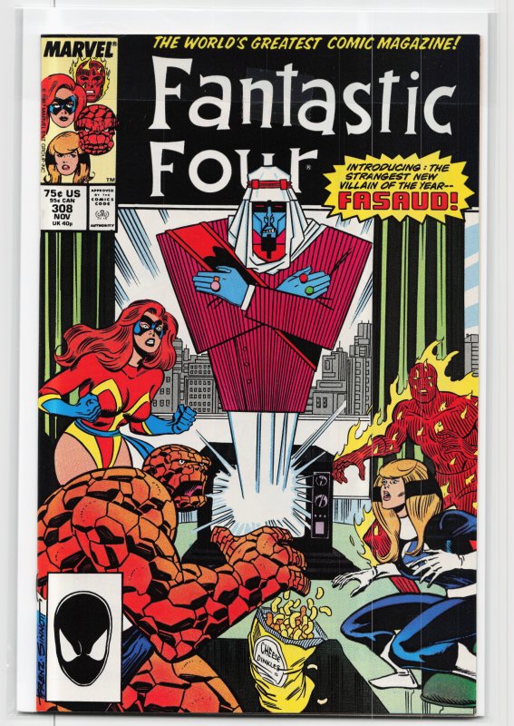 Fantastic Four #308 (Marvel Comics, 1987), raw, ungraded comic book — front cover