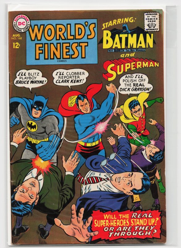 World's Finest Comics #168 (DC Comics, 1967), raw, ungraded comic book — front cover