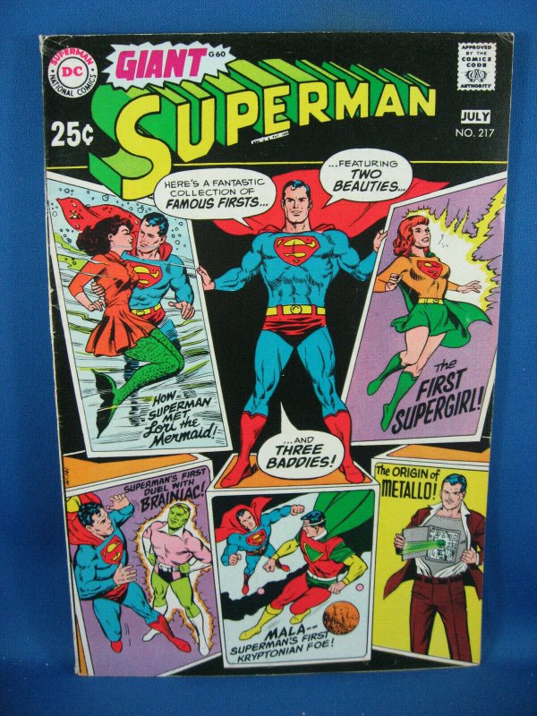Superman #217 (DC Comics, 1969), raw comic book in VF condition — front cover