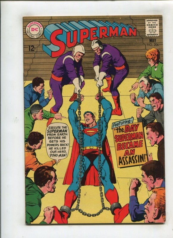 Superman #206 (DC Comics, 1968), raw comic book in 8.0 condition — front cover