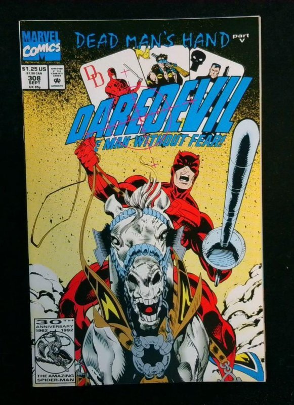 Daredevil #308 (Marvel Comics, 1992), raw comic book in NM condition — front cover