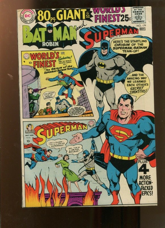 Worlds Finest #179 (DC Comics, 1968), raw comic book in 7.0 condition — front cover
